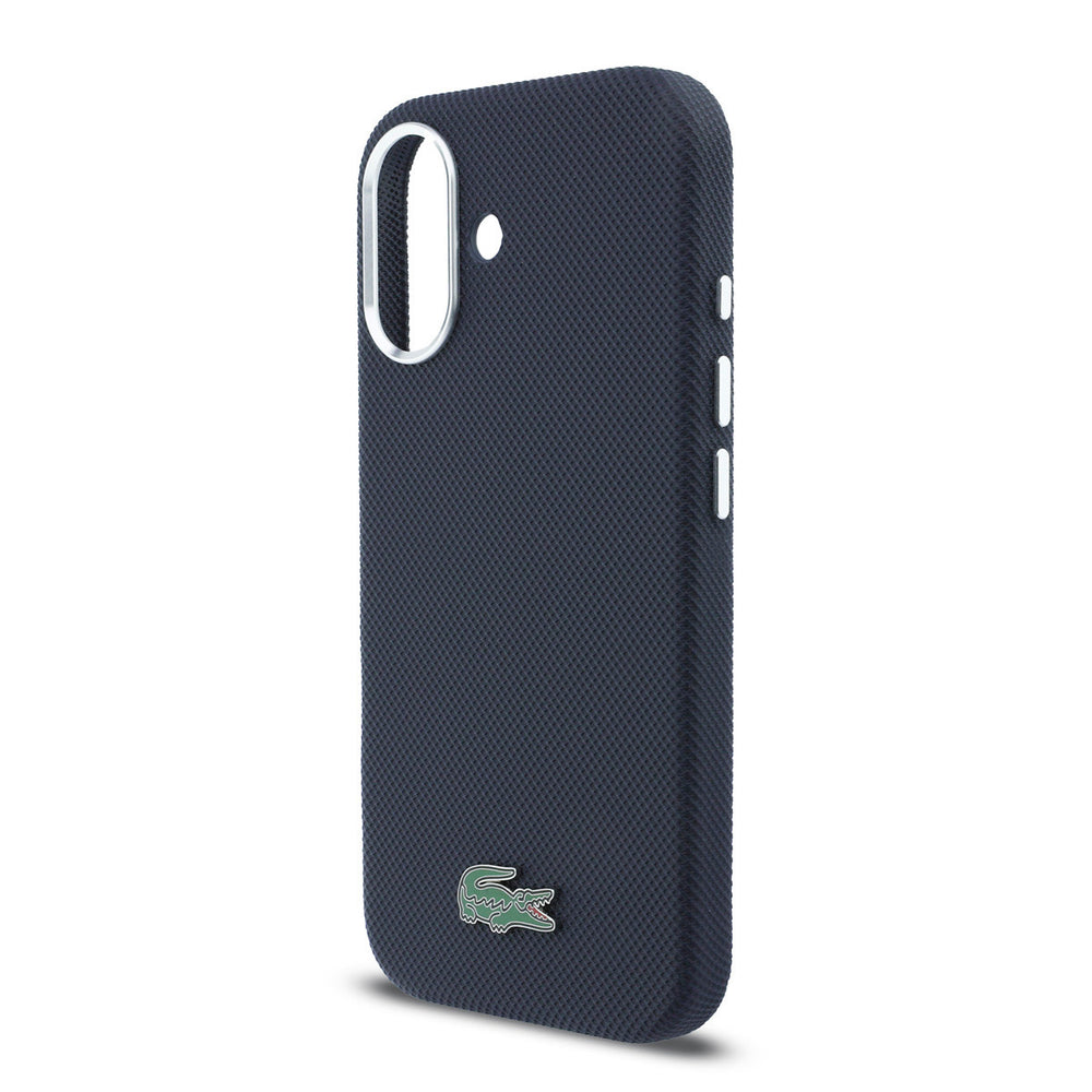 Lacoste iPhone 16 Backcover hoesje - MagSafe - Metal Edges - Iconic Petit Pique Logo - Navy-Hoesjes-Ilumina Benelux