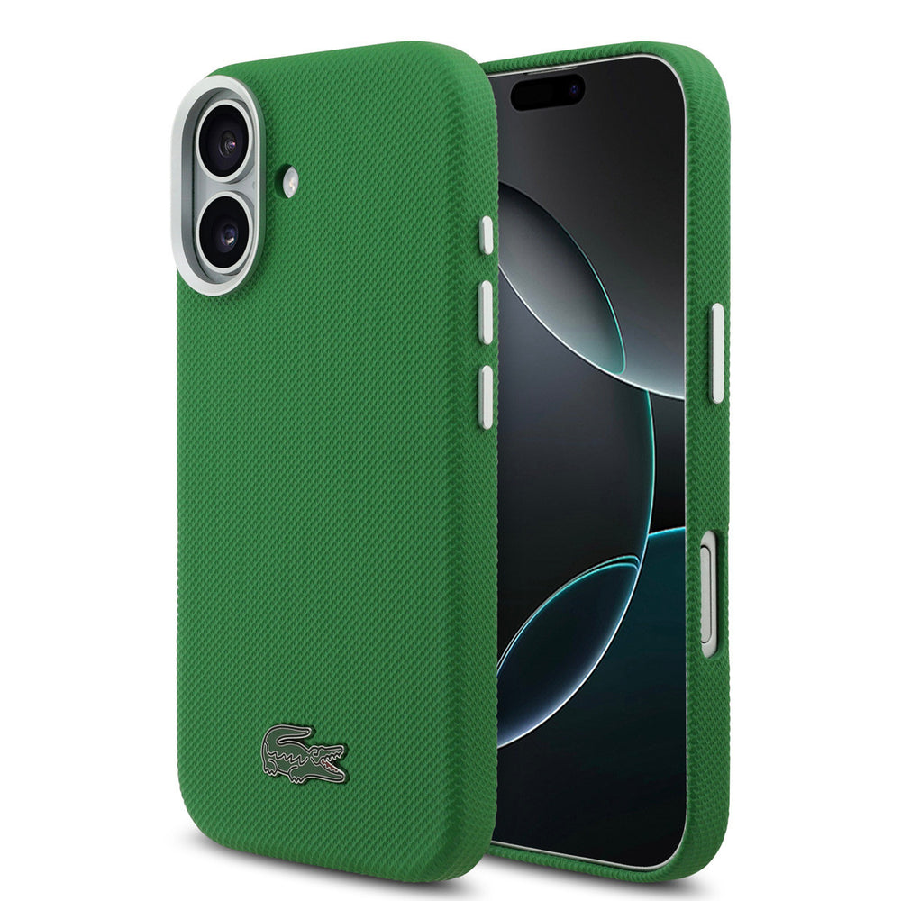 Lacoste iPhone 17 Backcover hoesje - MagSafe - Metal Edges - Iconic Petit Pique Logo - Estragon Green-Hoesjes-Ilumina Benelux