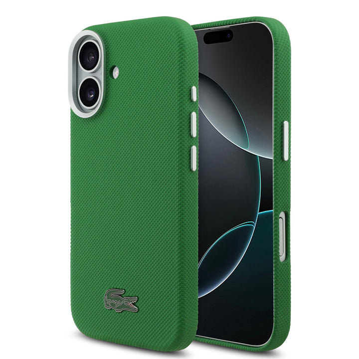 Lacoste iPhone 17 Backcover hoesje - MagSafe - Metal Edges - Iconic Petit Pique Logo - Estragon Green-Hoesjes-Ilumina Benelux