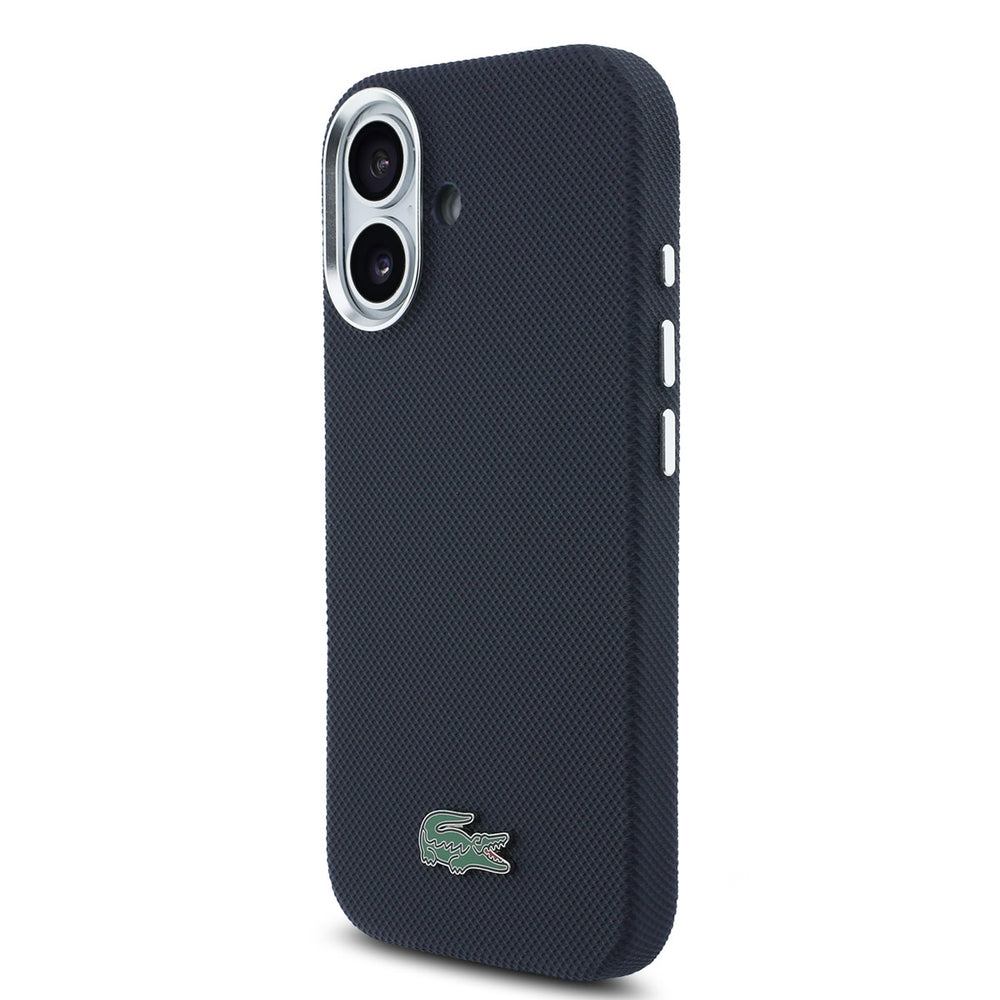 Lacoste iPhone 17 Backcover hoesje - MagSafe - Metal Edges - Iconic Petit Pique Logo - Navy-Hoesjes-Ilumina Benelux