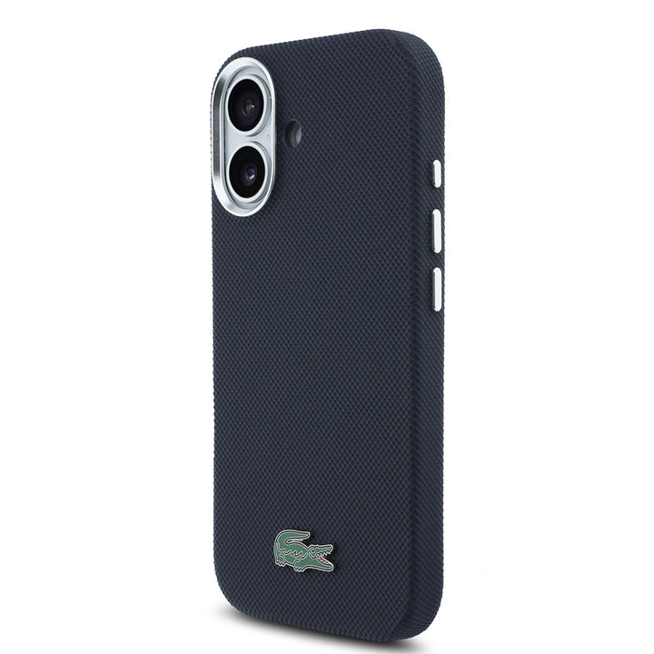 Lacoste iPhone 17 Backcover hoesje - MagSafe - Metal Edges - Iconic Petit Pique Logo - Navy-Hoesjes-Ilumina Benelux
