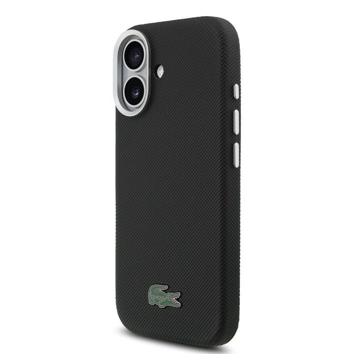 Lacoste iPhone 17 Backcover hoesje - MagSafe - Metal Edges - Iconic Petit Pique Logo - Zwart-Hoesjes-Ilumina Benelux
