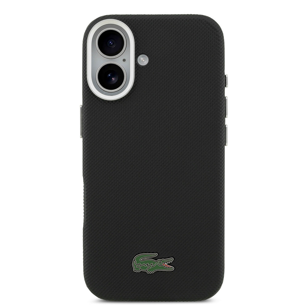 Lacoste iPhone 17 Backcover hoesje - MagSafe - Metal Edges - Iconic Petit Pique Logo - Zwart-Hoesjes-Ilumina Benelux
