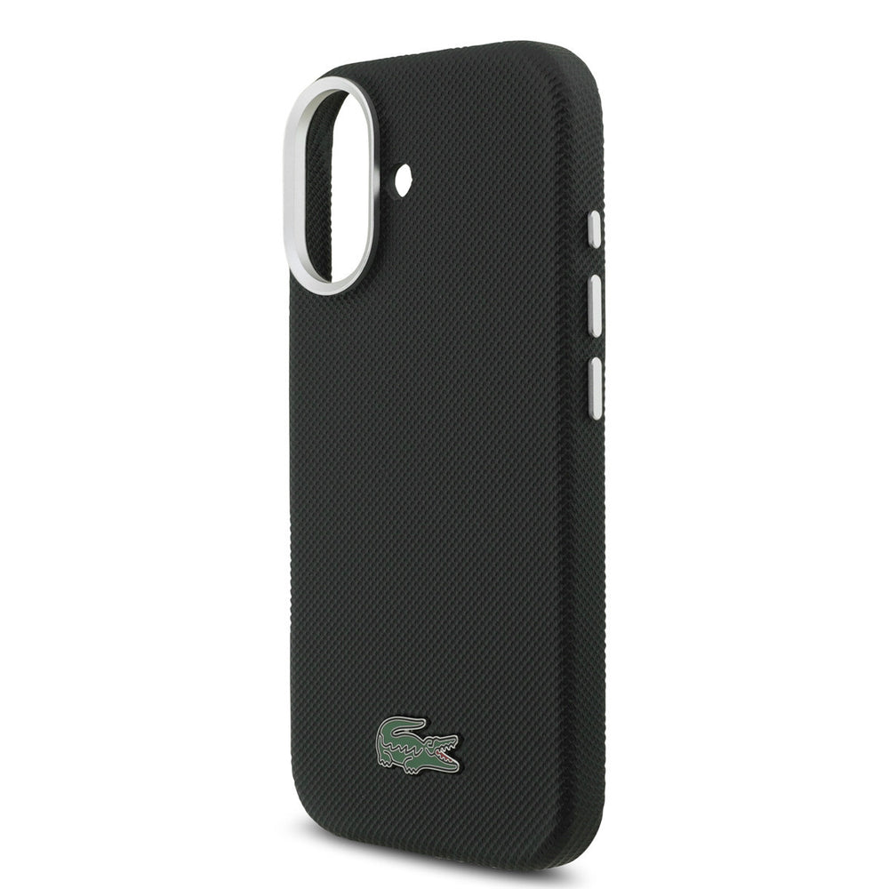 Lacoste iPhone 17 Backcover hoesje - MagSafe - Metal Edges - Iconic Petit Pique Logo - Zwart-Hoesjes-Ilumina Benelux