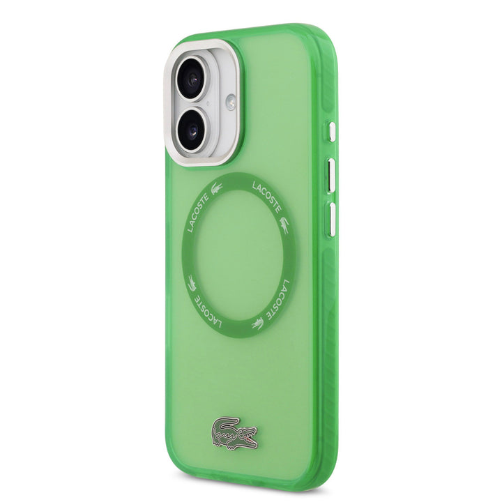 Lacoste iPhone 17 Backcover hoesje - MagSafe - Transparent Case With Frosted Finish - Groen-Hoesjes-Ilumina Benelux