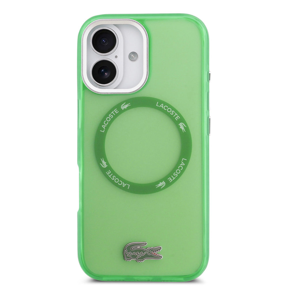 Lacoste iPhone 17 Backcover hoesje - MagSafe - Transparent Case With Frosted Finish - Groen-Hoesjes-Ilumina Benelux