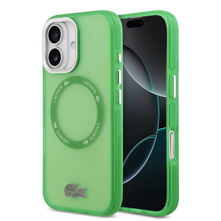 Lacoste iPhone 17 Backcover hoesje - MagSafe - Transparent Case With Frosted Finish - Groen-Hoesjes-Ilumina Benelux