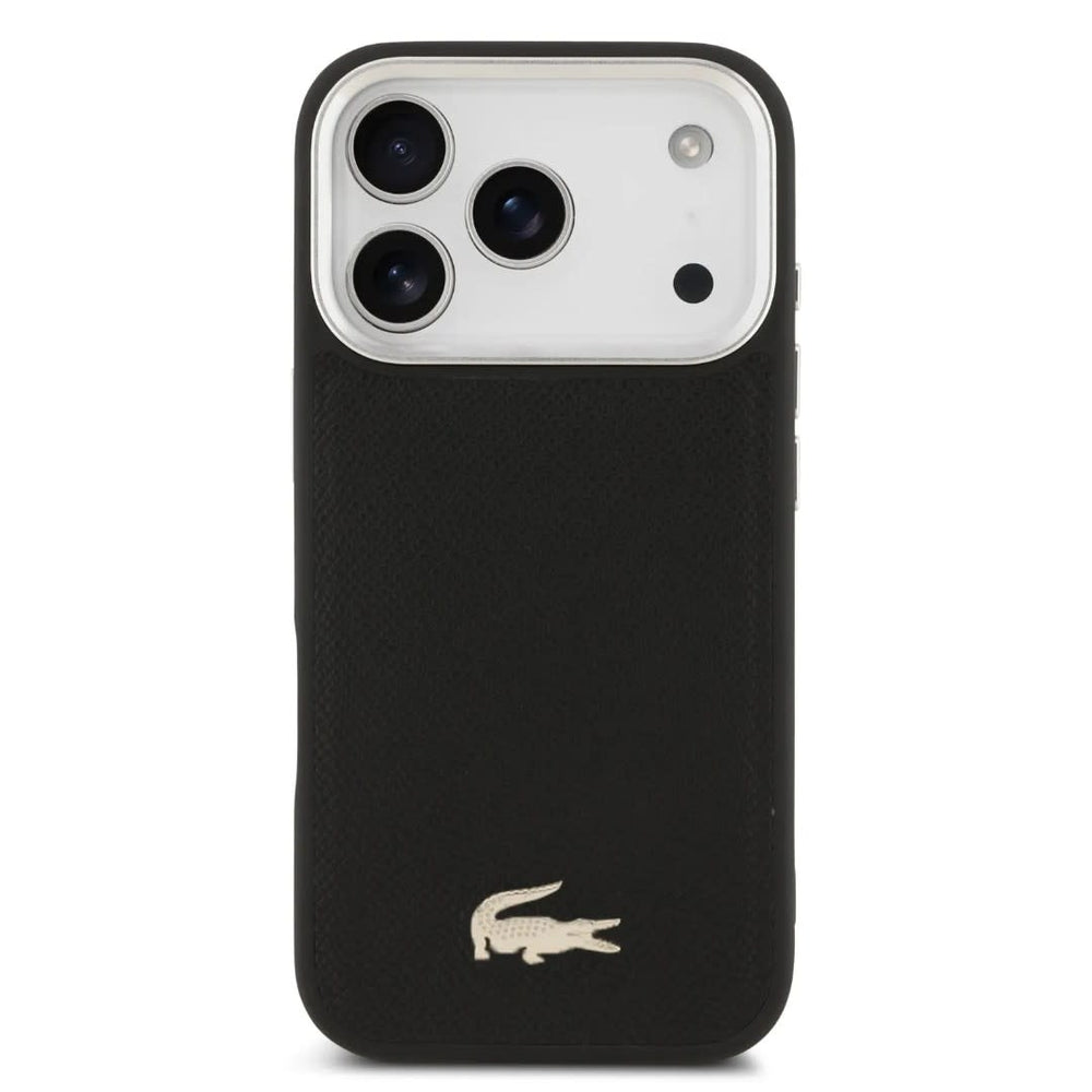 Lacoste iPhone 17 Pro Backcover hoesje - MagSafe - Croco Pin Logo - Zwart-Hoesjes-Ilumina Benelux