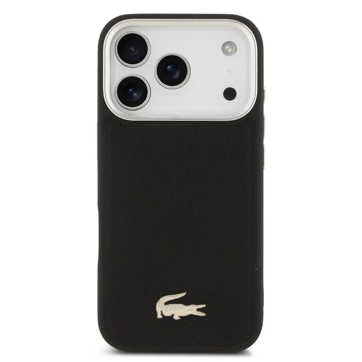 Lacoste iPhone 17 Pro Backcover hoesje - MagSafe - Croco Pin Logo - Zwart-Hoesjes-Ilumina Benelux