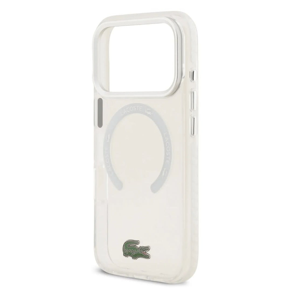 Lacoste iPhone 17 Pro Backcover hoesje - MagSafe - Frosted Finish - Wit-Hoesjes-Ilumina Benelux