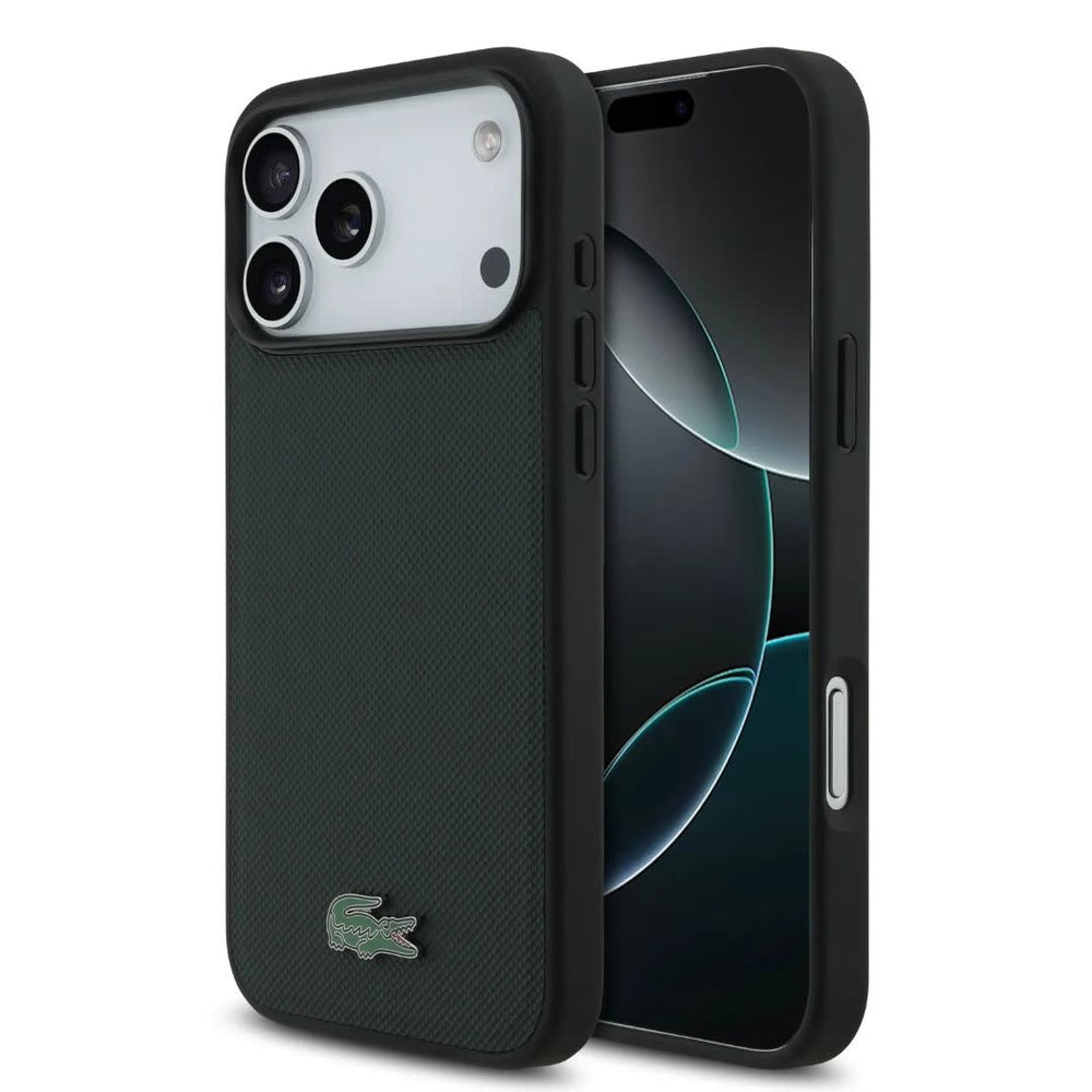 Lacoste iPhone 17 Pro Backcover hoesje - MagSafe - Iconic Petit Pique Logo - Groen-Hoesjes-Ilumina Benelux