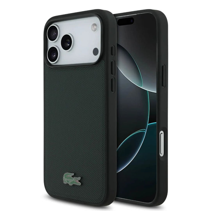 Lacoste iPhone 17 Pro Backcover hoesje - MagSafe - Iconic Petit Pique Logo - Groen-Hoesjes-Ilumina Benelux