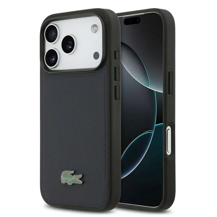 Lacoste iPhone 17 Pro Backcover hoesje - MagSafe - Iconic Petit Pique Logo - Navy-Hoesjes-Ilumina Benelux