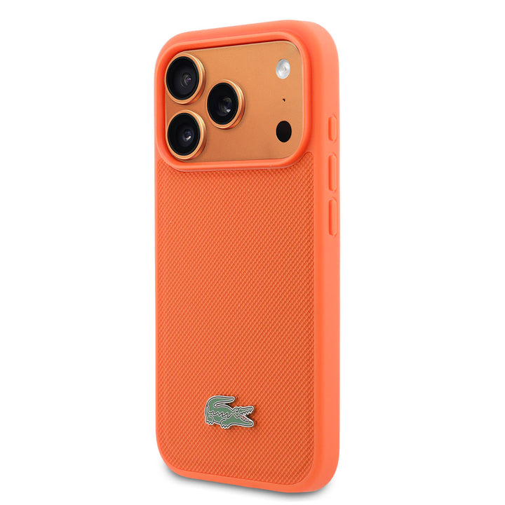 Lacoste iPhone 17 Pro Backcover hoesje - MagSafe - Iconic Petit Pique Logo - Oranje-Hoesjes-Ilumina Benelux