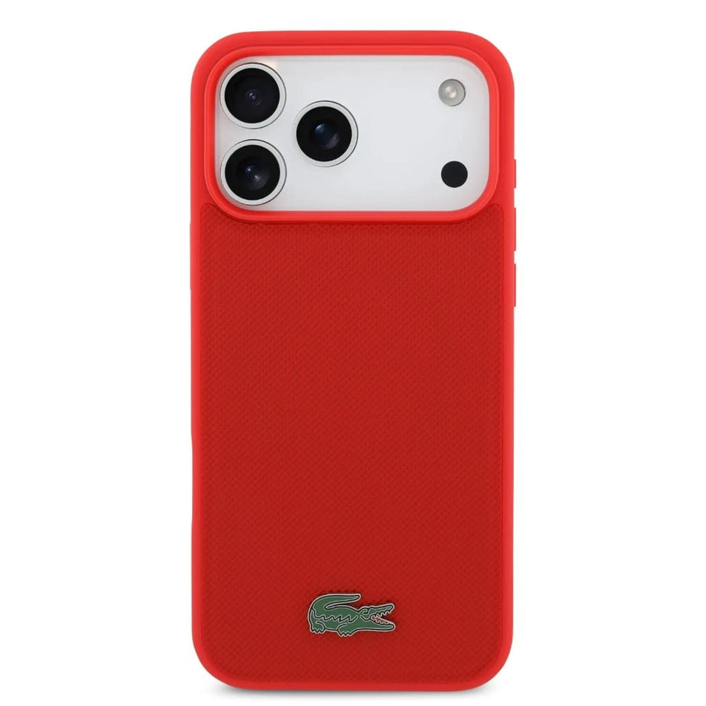 Lacoste iPhone 17 Pro Backcover hoesje - MagSafe - Iconic Petit Pique Logo - Rood-Hoesjes-Ilumina Benelux