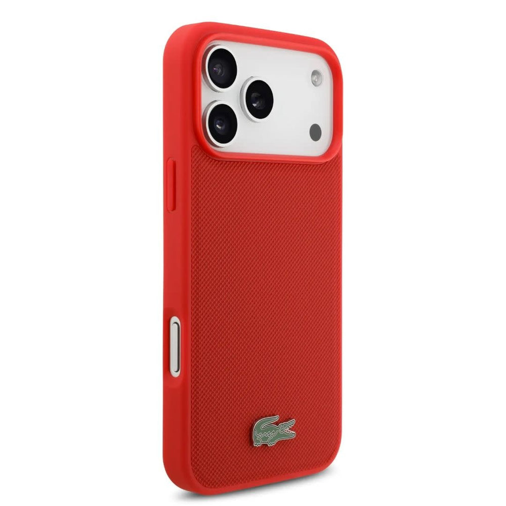 Lacoste iPhone 17 Pro Backcover hoesje - MagSafe - Iconic Petit Pique Logo - Rood-Hoesjes-Ilumina Benelux