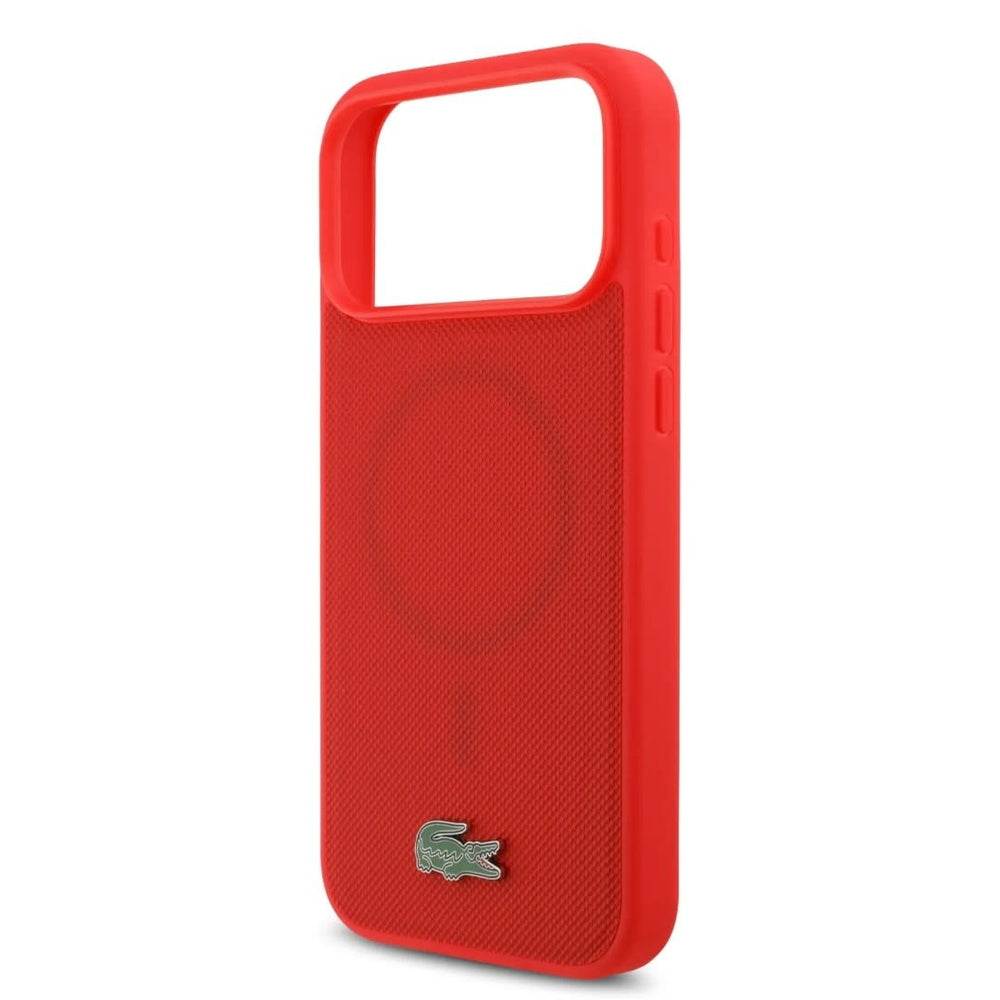 Lacoste iPhone 17 Pro Backcover hoesje - MagSafe - Iconic Petit Pique Logo - Rood-Hoesjes-Ilumina Benelux