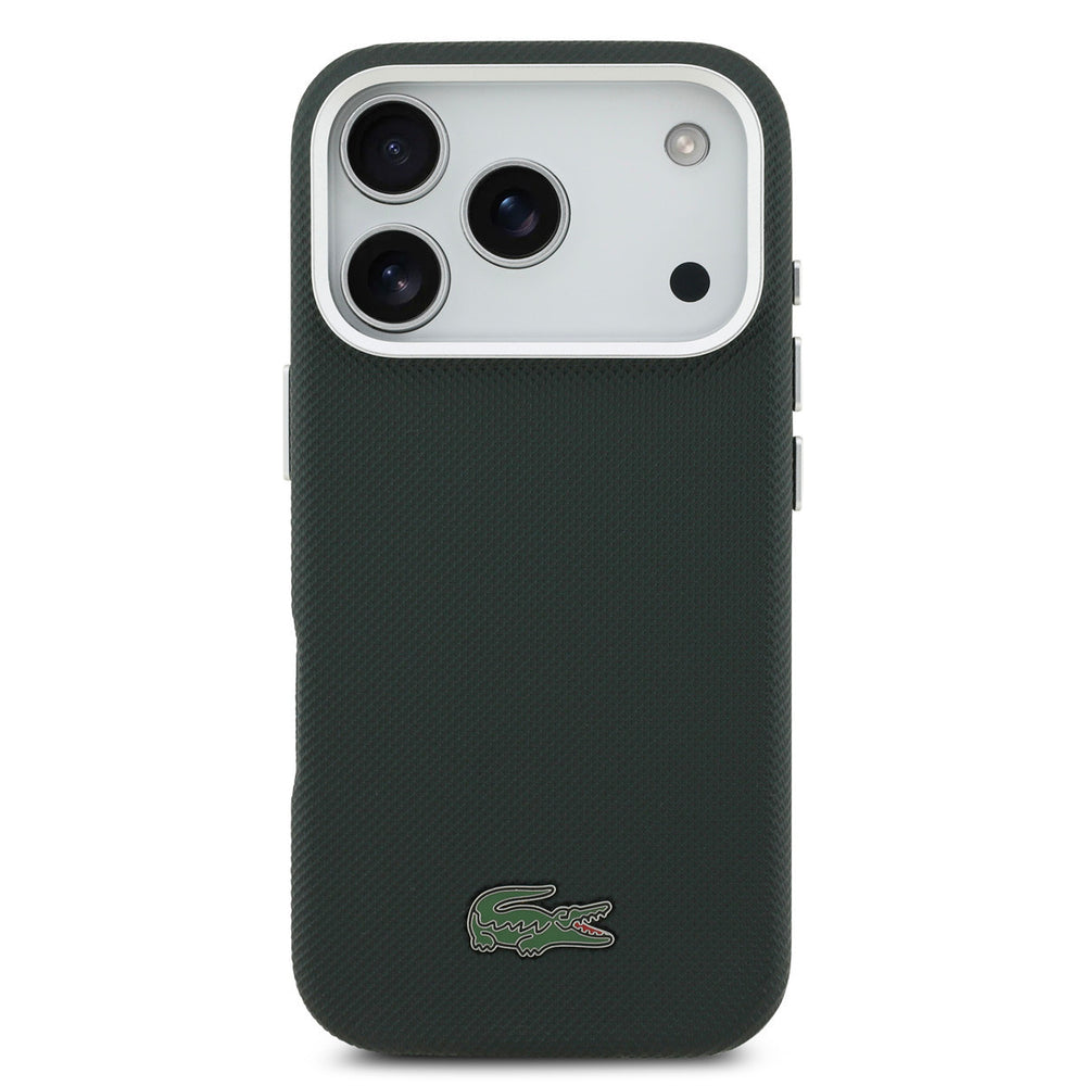 Lacoste iPhone 17 Pro Backcover hoesje - MagSafe - Metal Edges - Iconic Petit Pique Logo - Sinople Green-Hoesjes-Ilumina Benelux