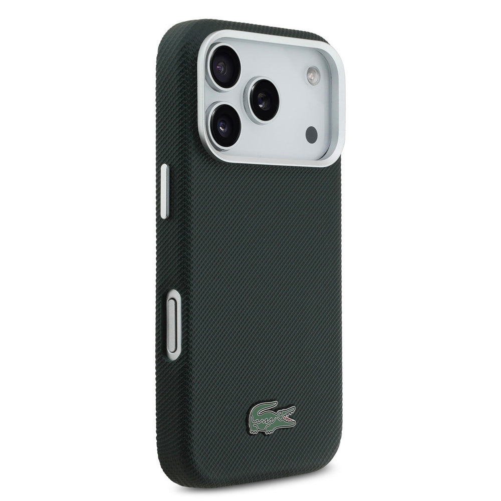 Lacoste iPhone 17 Pro Backcover hoesje - MagSafe - Metal Edges - Iconic Petit Pique Logo - Sinople Green-Hoesjes-Ilumina Benelux