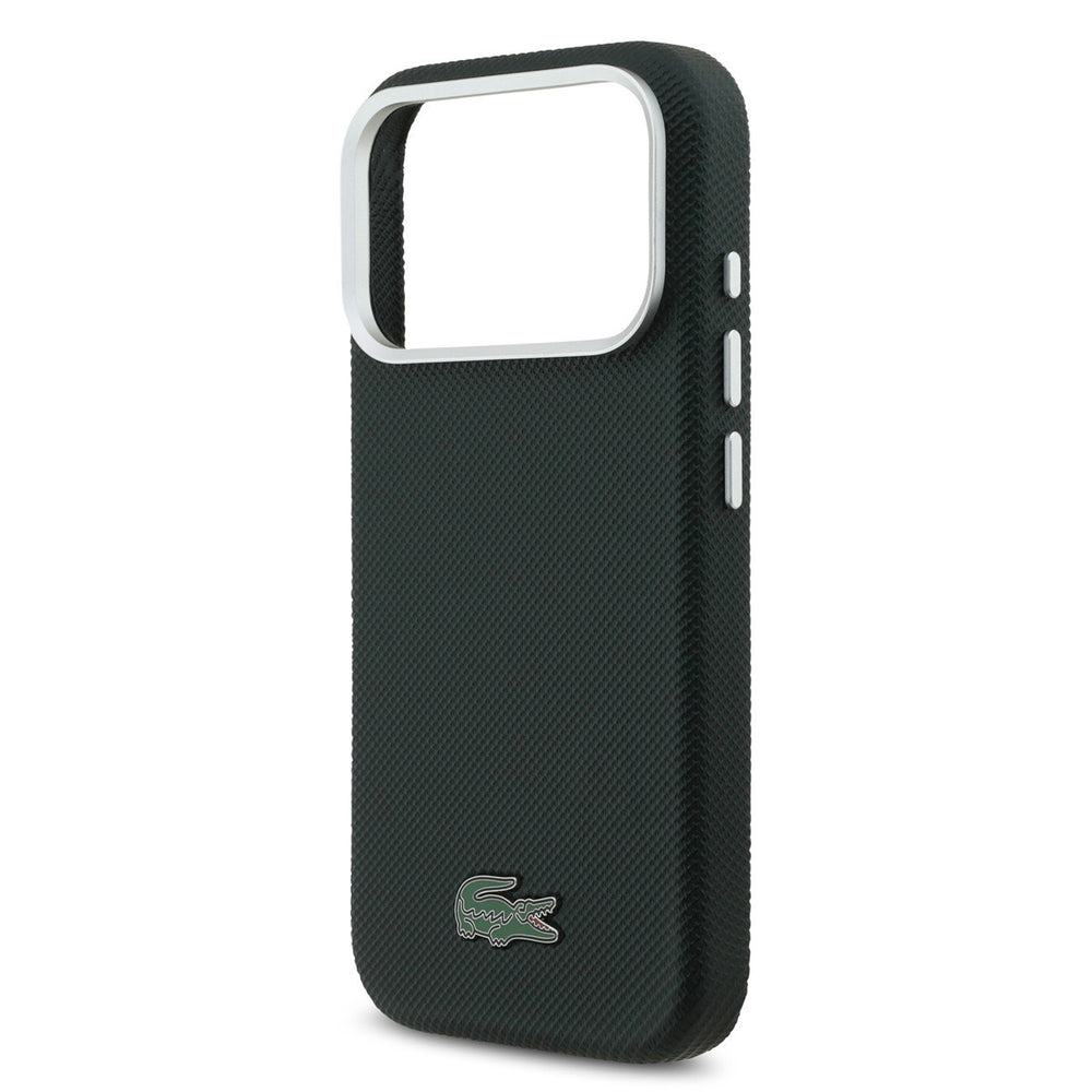 Lacoste iPhone 17 Pro Backcover hoesje - MagSafe - Metal Edges - Iconic Petit Pique Logo - Sinople Green-Hoesjes-Ilumina Benelux