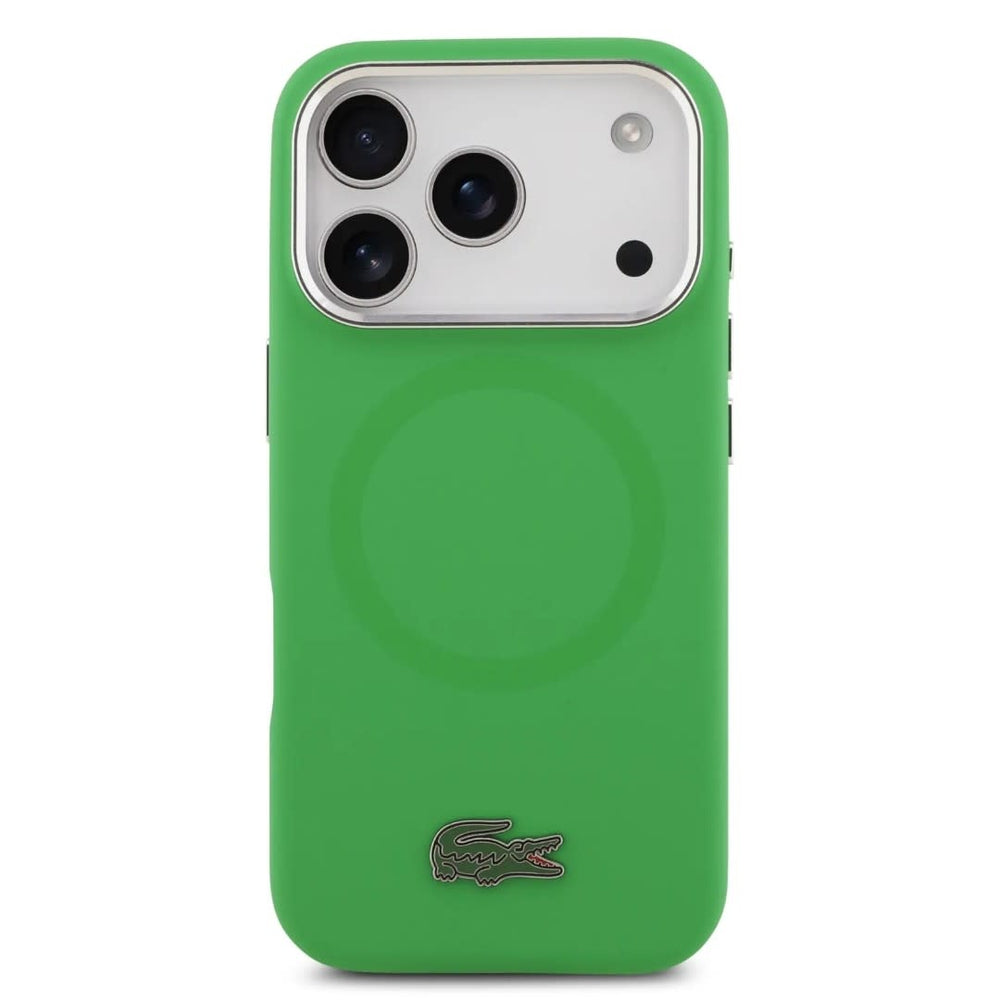 Lacoste iPhone 17 Pro Backcover hoesje - MagSafe - Metal Logo - Groen-Hoesjes-Ilumina Benelux