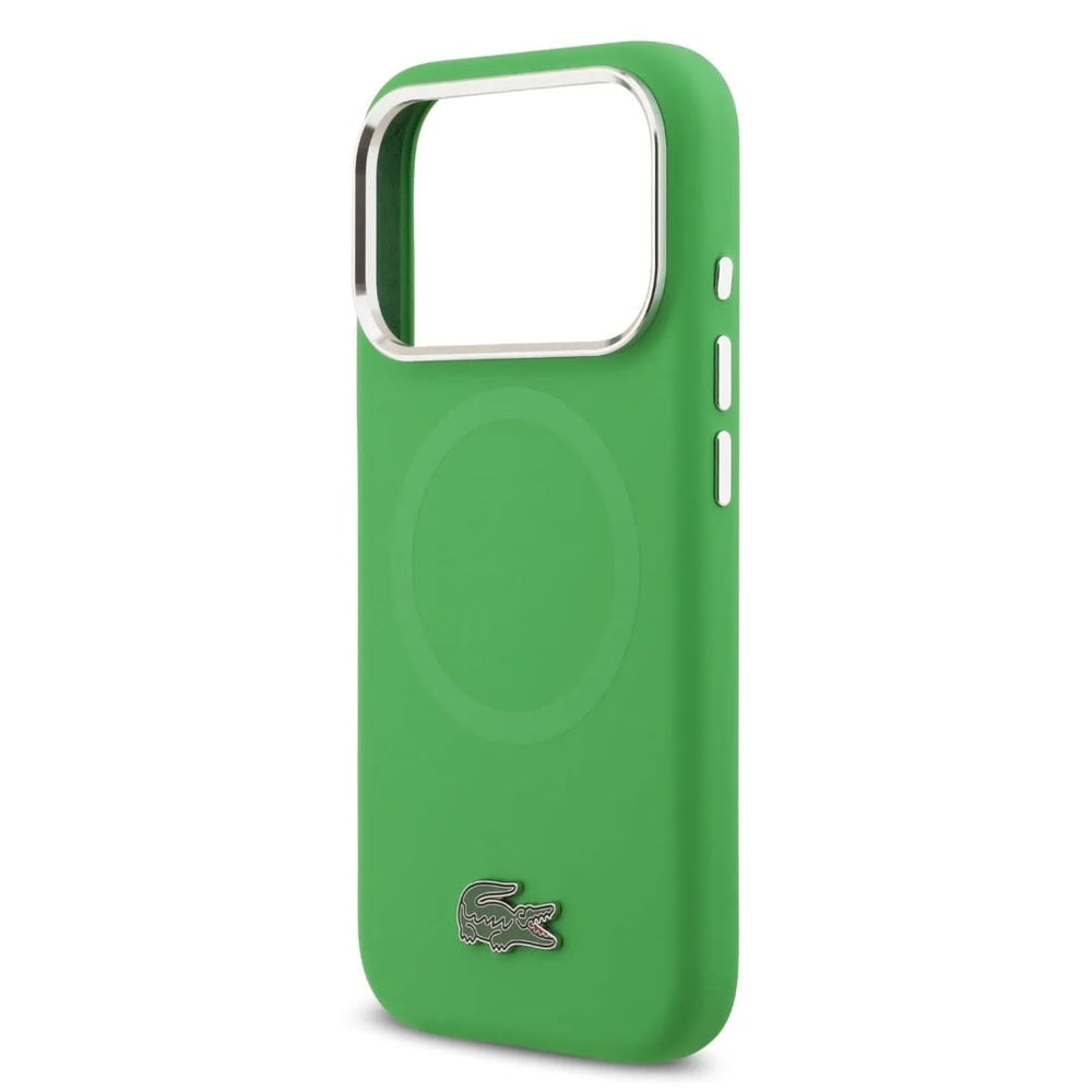 Lacoste iPhone 17 Pro Backcover hoesje - MagSafe - Metal Logo - Groen-Hoesjes-Ilumina Benelux