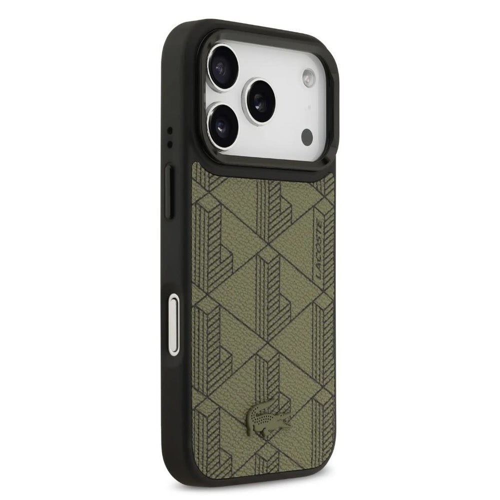 Lacoste iPhone 17 Pro Backcover hoesje - MagSafe - Nomogramme Logo with Camera Stand - Groen-Hoesjes-Ilumina Benelux
