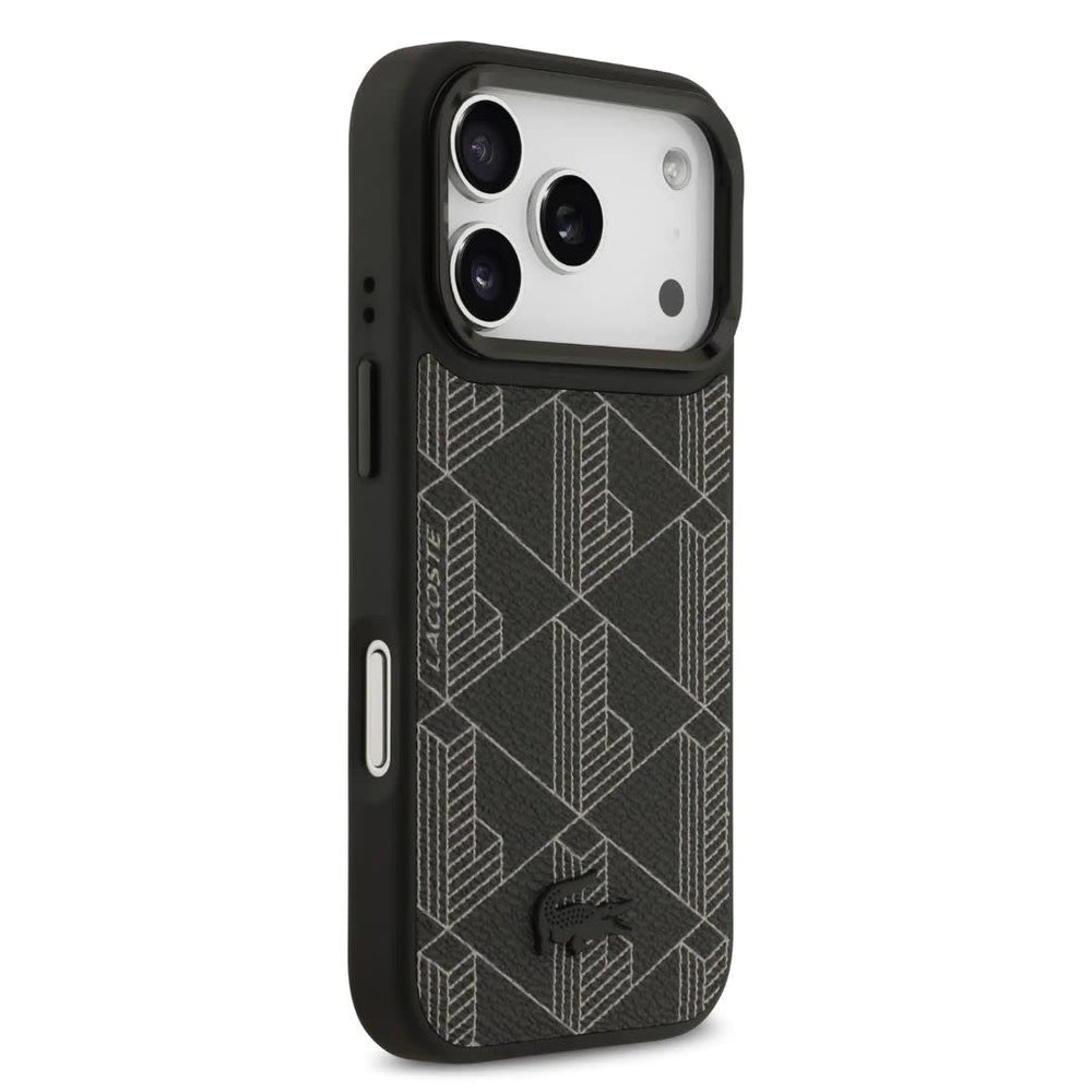 Lacoste iPhone 17 Pro Backcover hoesje - MagSafe - Nomogramme Logo with Camera Stand - Zwart-Hoesjes-Ilumina Benelux