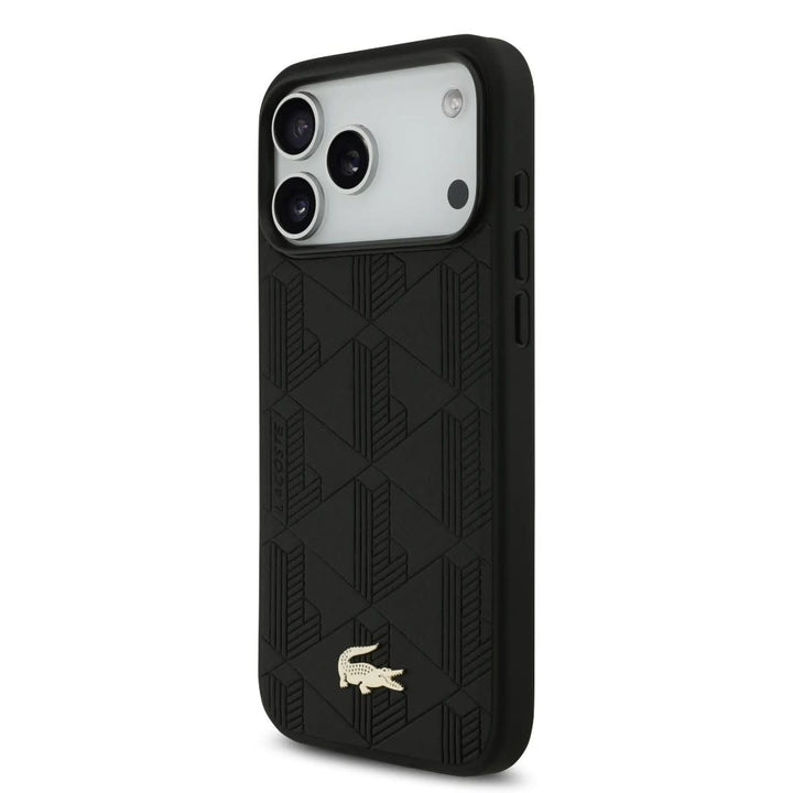 Lacoste iPhone 17 Pro Max Back Cover hoesje - MagSafe - Nomogramme Logo with Camera Stand - Zwart-Hoesjes-Ilumina Benelux