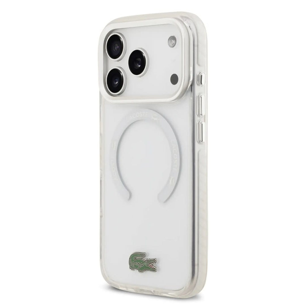 Lacoste iPhone 17 Pro Max Backcover hoesje - MagSafe - Frosted Finish - Wit-Hoesjes-Ilumina Benelux