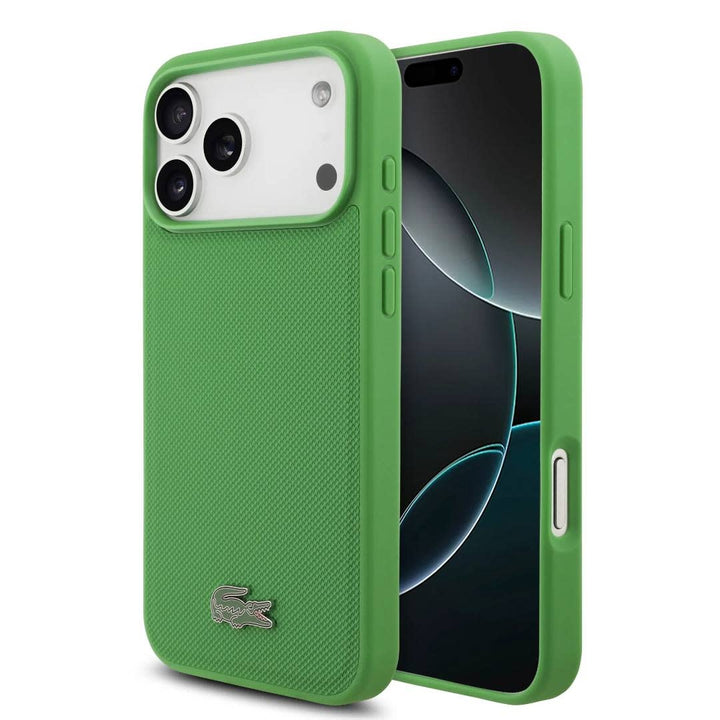 Lacoste iPhone 17 Pro Max Backcover hoesje - MagSafe - Iconic Petit Pique - Groen-Hoesjes-Ilumina Benelux