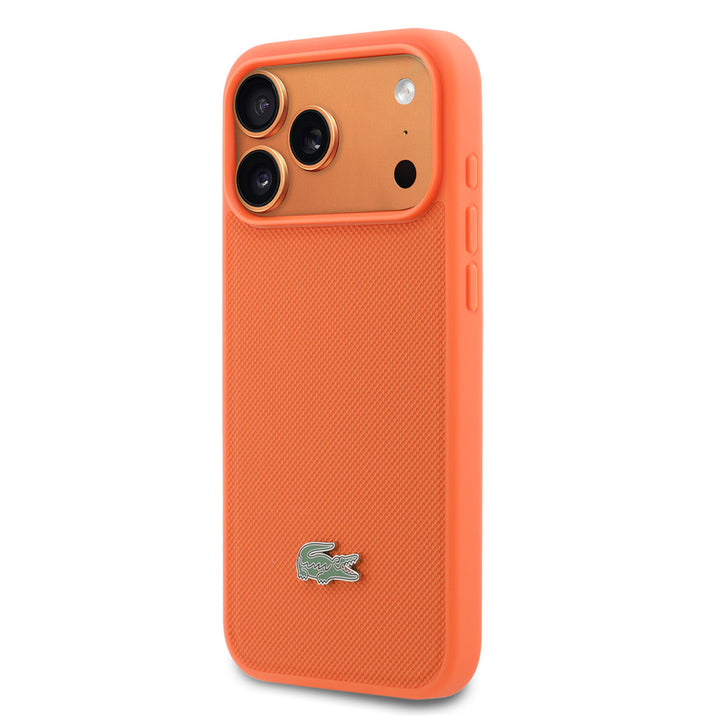 Lacoste iPhone 17 Pro Max Backcover hoesje - MagSafe - Iconic Petit Pique Logo - Oranje-Hoesjes-Ilumina Benelux