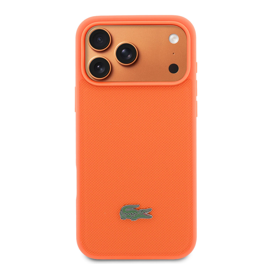 Lacoste iPhone 17 Pro Max Backcover hoesje - MagSafe - Iconic Petit Pique Logo - Oranje-Hoesjes-Ilumina Benelux