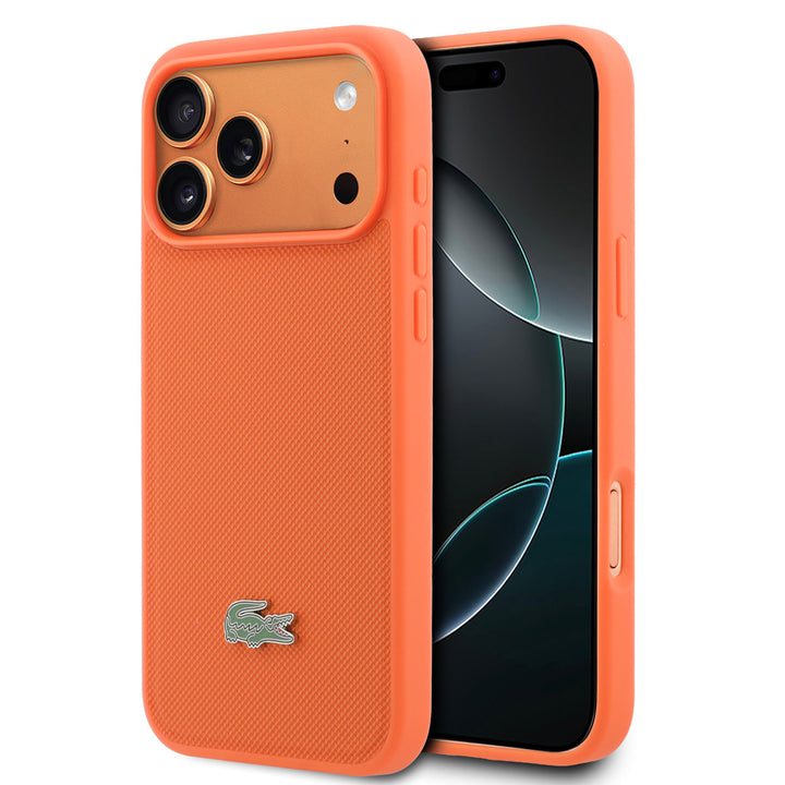 Lacoste iPhone 17 Pro Max Backcover hoesje - MagSafe - Iconic Petit Pique Logo - Oranje-Hoesjes-Ilumina Benelux