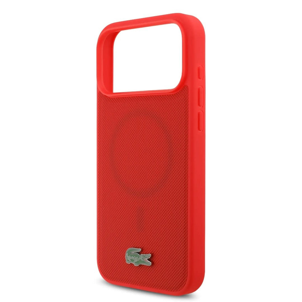 Lacoste iPhone 17 Pro Max Backcover hoesje - MagSafe - Iconic Petit Pique Logo - Rood-Hoesjes-Ilumina Benelux