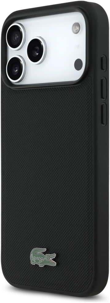Lacoste iPhone 17 Pro Max Backcover hoesje - MagSafe - Iconic Petit Pique Logo - Zwart-Hoesjes-Ilumina Benelux