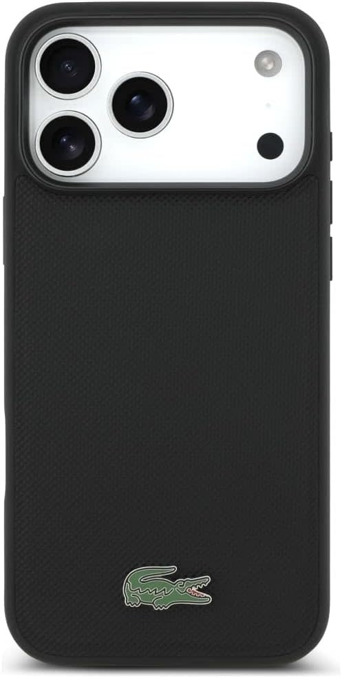 Lacoste iPhone 17 Pro Max Backcover hoesje - MagSafe - Iconic Petit Pique Logo - Zwart-Hoesjes-Ilumina Benelux
