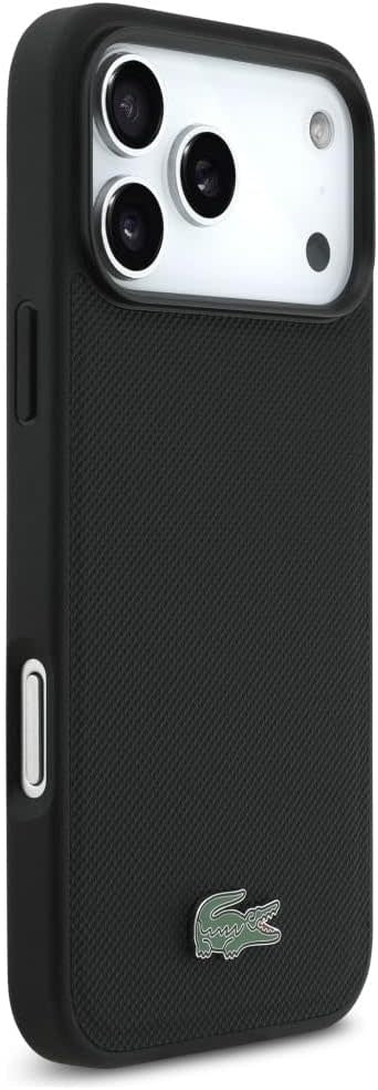 Lacoste iPhone 17 Pro Max Backcover hoesje - MagSafe - Iconic Petit Pique Logo - Zwart-Hoesjes-Ilumina Benelux