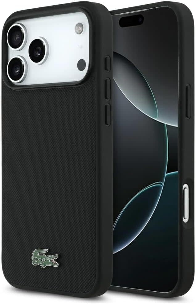 Lacoste iPhone 17 Pro Max Backcover hoesje - MagSafe - Iconic Petit Pique Logo - Zwart-Hoesjes-Ilumina Benelux