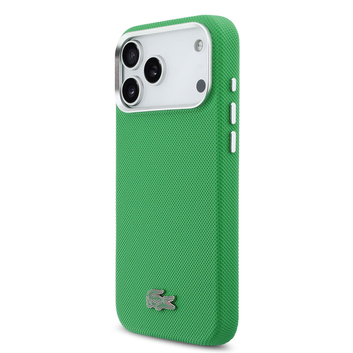 Lacoste iPhone 17 Pro Max Backcover hoesje - MagSafe - Metal Edges - Iconic Petit Pique Logo - Estragon Green-Hoesjes-Ilumina Benelux