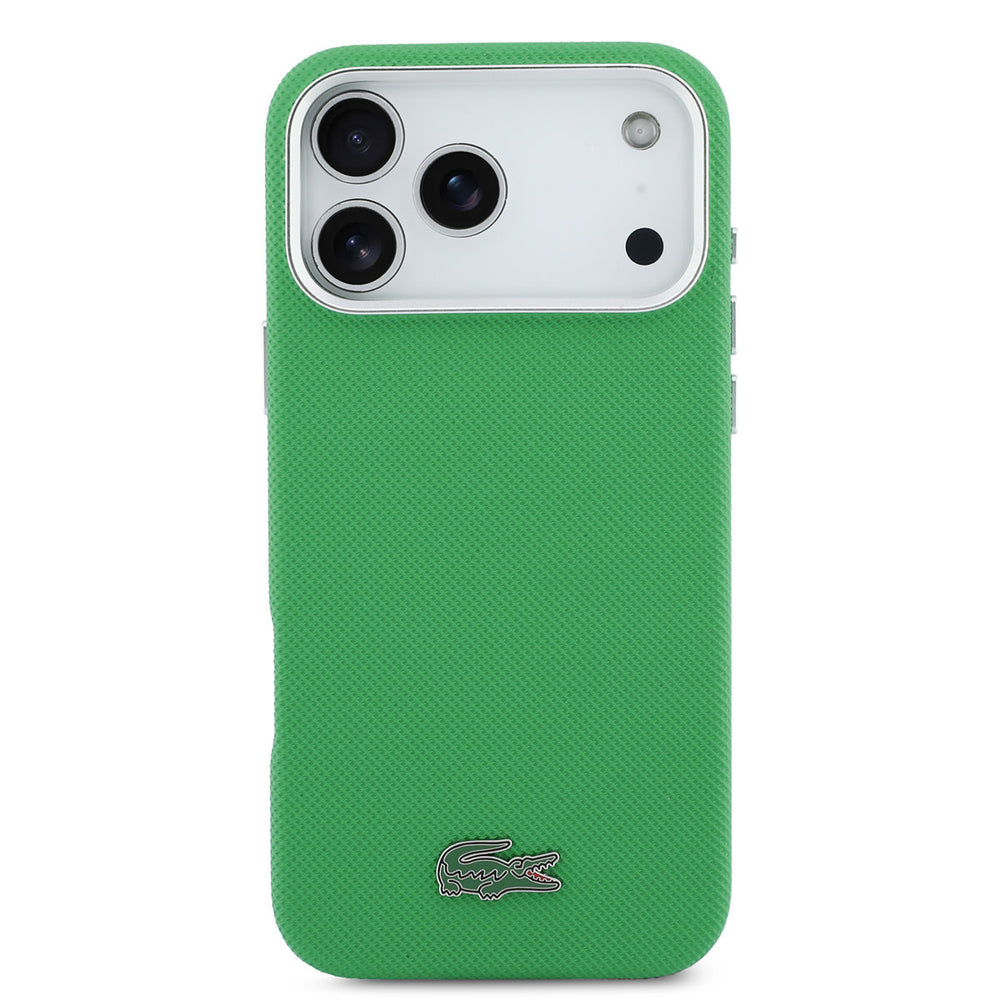 Lacoste iPhone 17 Pro Max Backcover hoesje - MagSafe - Metal Edges - Iconic Petit Pique Logo - Estragon Green-Hoesjes-Ilumina Benelux