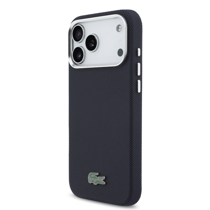Lacoste iPhone 17 Pro Max Backcover hoesje - MagSafe - Metal Edges - Iconic Petit Pique Logo - Navy-Hoesjes-Ilumina Benelux