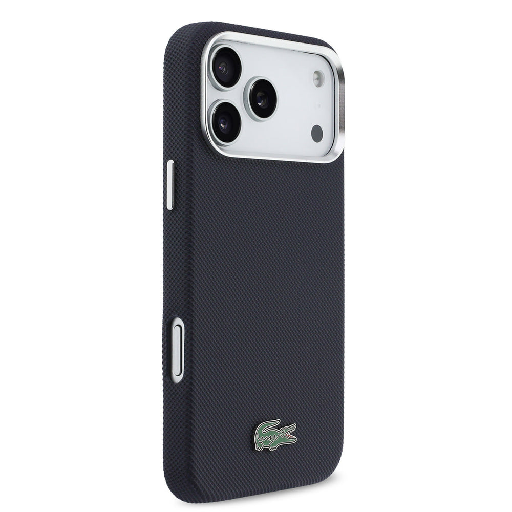 Lacoste iPhone 17 Pro Max Backcover hoesje - MagSafe - Metal Edges - Iconic Petit Pique Logo - Navy-Hoesjes-Ilumina Benelux