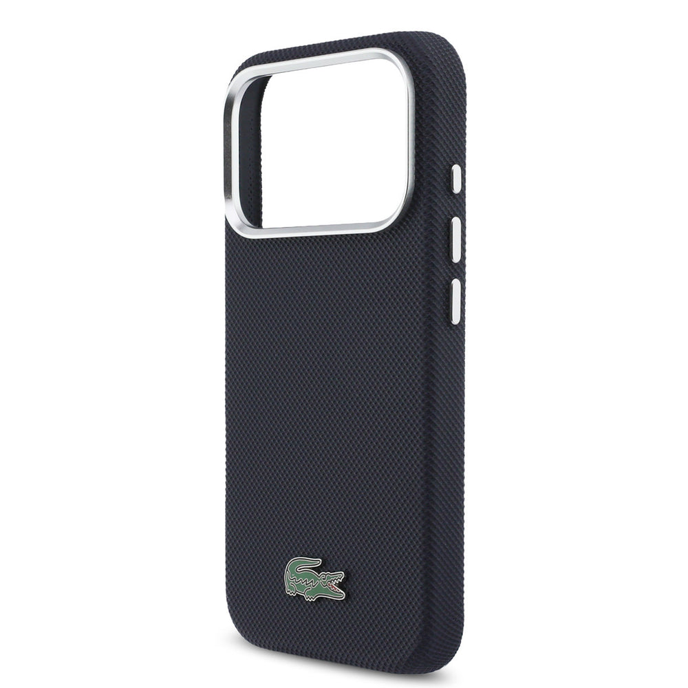 Lacoste iPhone 17 Pro Max Backcover hoesje - MagSafe - Metal Edges - Iconic Petit Pique Logo - Navy-Hoesjes-Ilumina Benelux