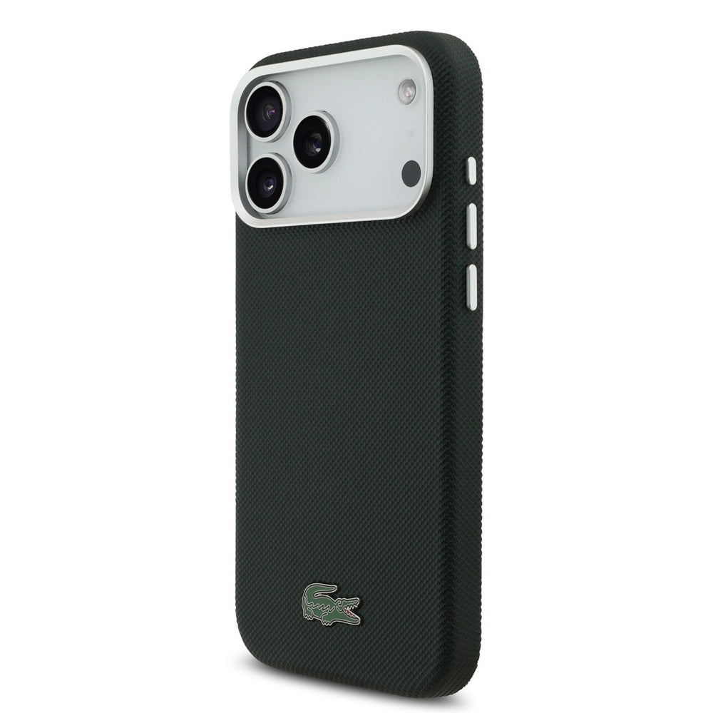 Lacoste iPhone 17 Pro Max Backcover hoesje - MagSafe - Metal Edges - Iconic Petit Pique Logo - Sinople Green-Hoesjes-Ilumina Benelux