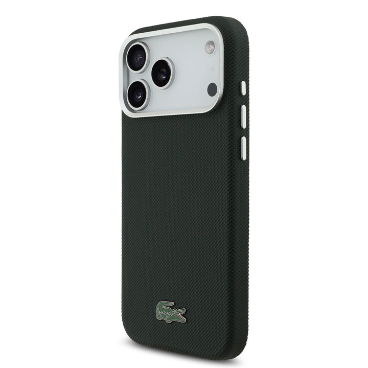 Lacoste iPhone 17 Pro Max Backcover hoesje - MagSafe - Metal Edges - Iconic Petit Pique Logo - Sinople Green-Hoesjes-Ilumina Benelux