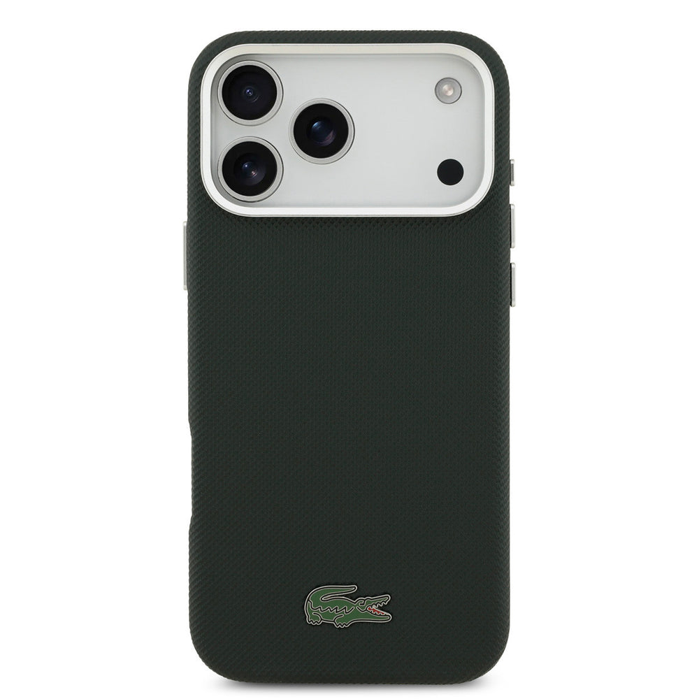 Lacoste iPhone 17 Pro Max Backcover hoesje - MagSafe - Metal Edges - Iconic Petit Pique Logo - Sinople Green-Hoesjes-Ilumina Benelux