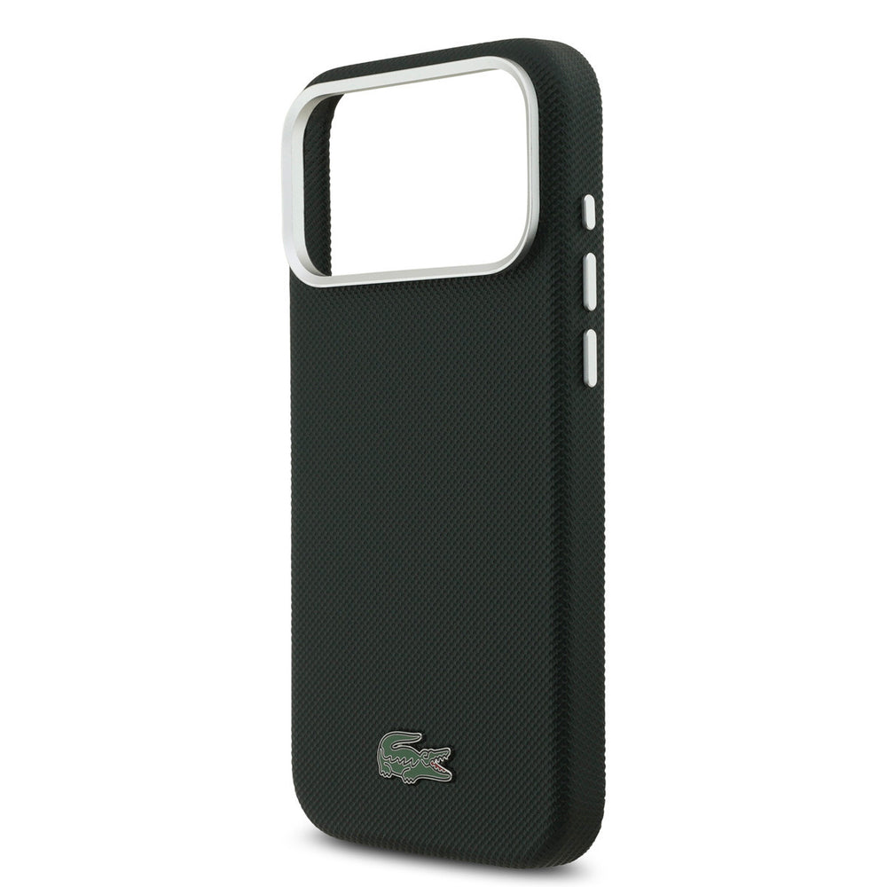 Lacoste iPhone 17 Pro Max Backcover hoesje - MagSafe - Metal Edges - Iconic Petit Pique Logo - Sinople Green-Hoesjes-Ilumina Benelux