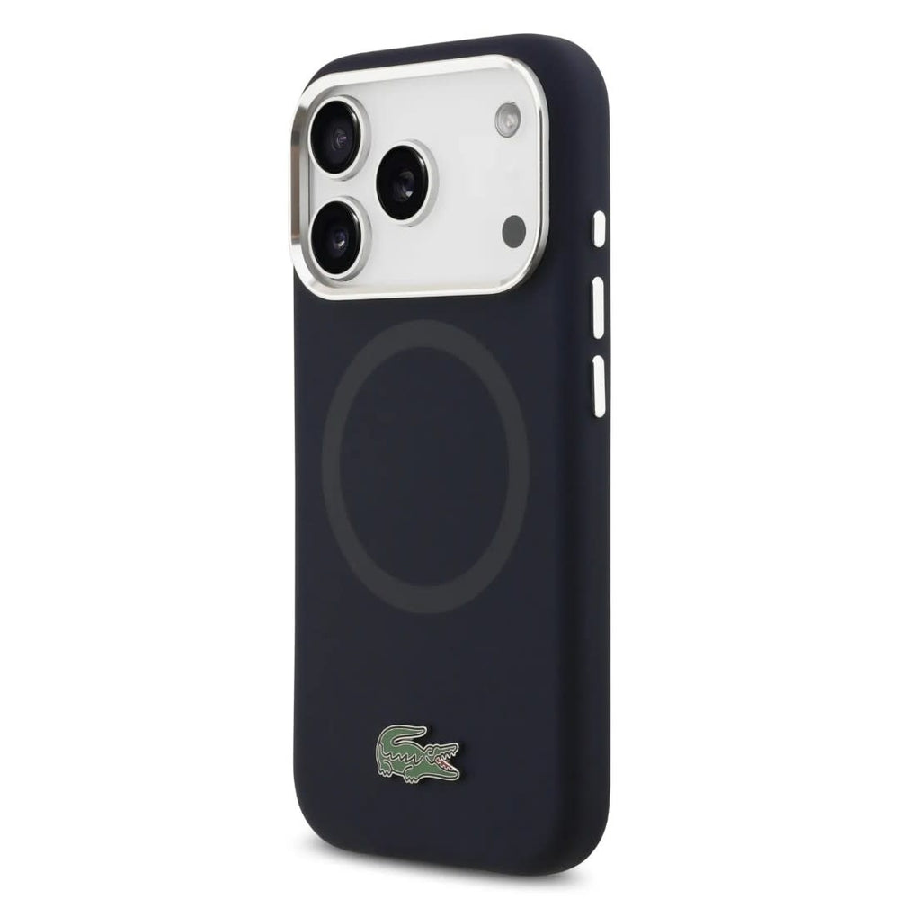 Lacoste iPhone 17 Pro Max Backcover hoesje - MagSafe - Metal Logo - Navy-Hoesjes-Ilumina Benelux