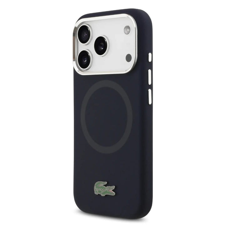 Lacoste iPhone 17 Pro Max Backcover hoesje - MagSafe - Metal Logo - Navy-Hoesjes-Ilumina Benelux